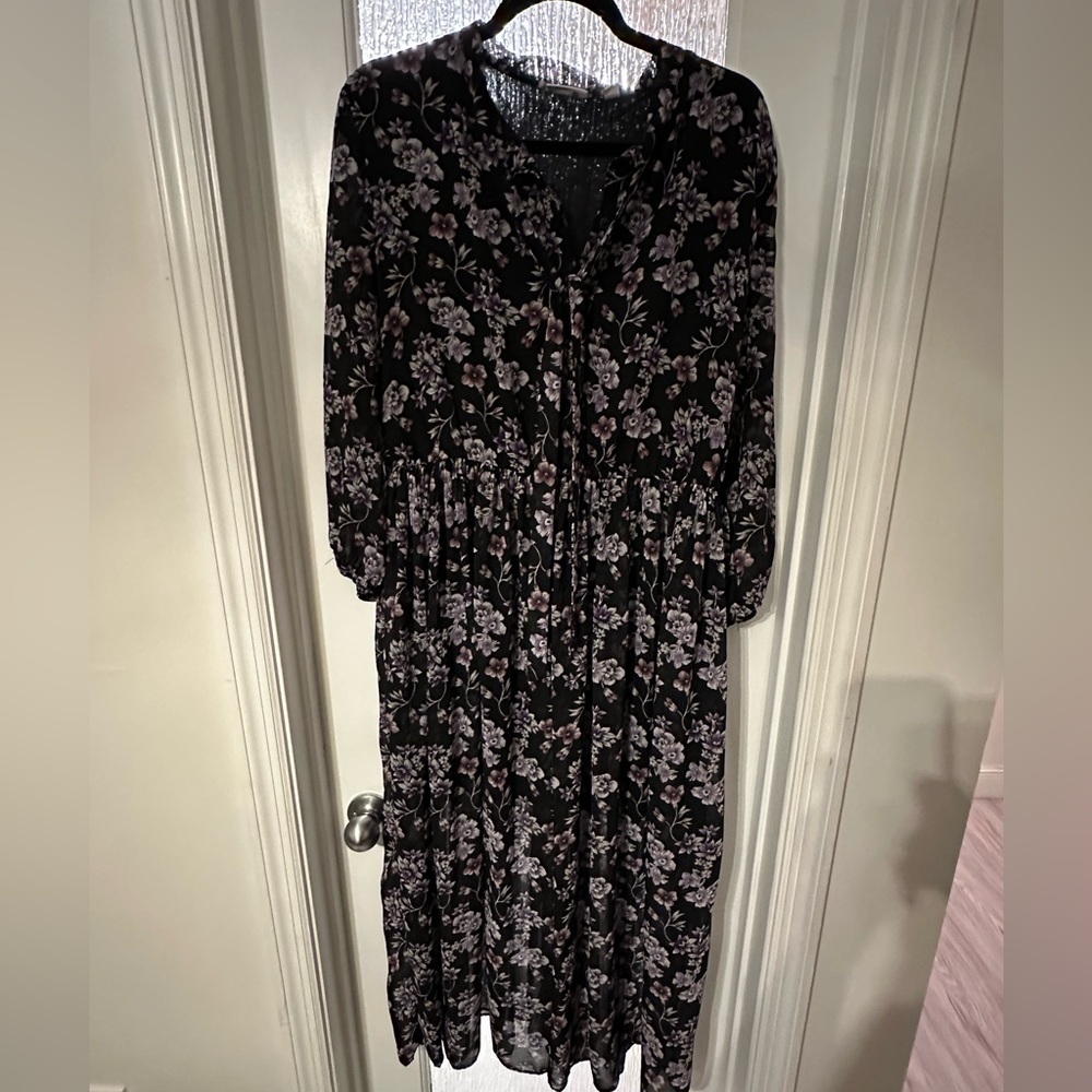 Eva Mendes for New York & Company Black and Purple Floral Dress